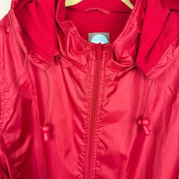 totes Pink Fleece Lined Removable Hood Zip Lightweight Windbreaker Jacket 3XL - Picture 4 of 15